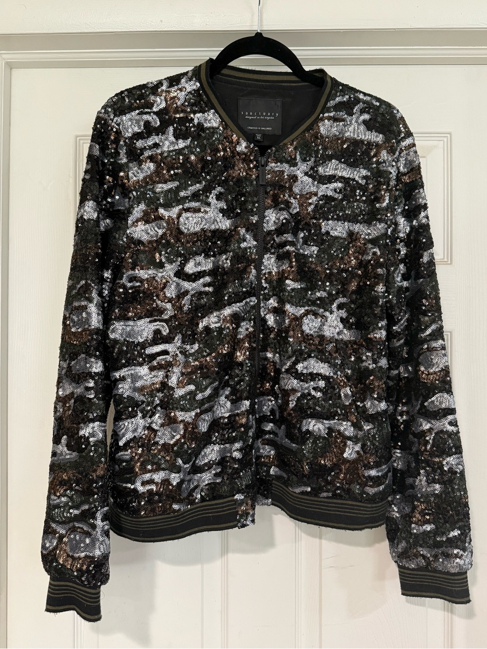 Sanctuary Sequin Camo Bomber Jacket